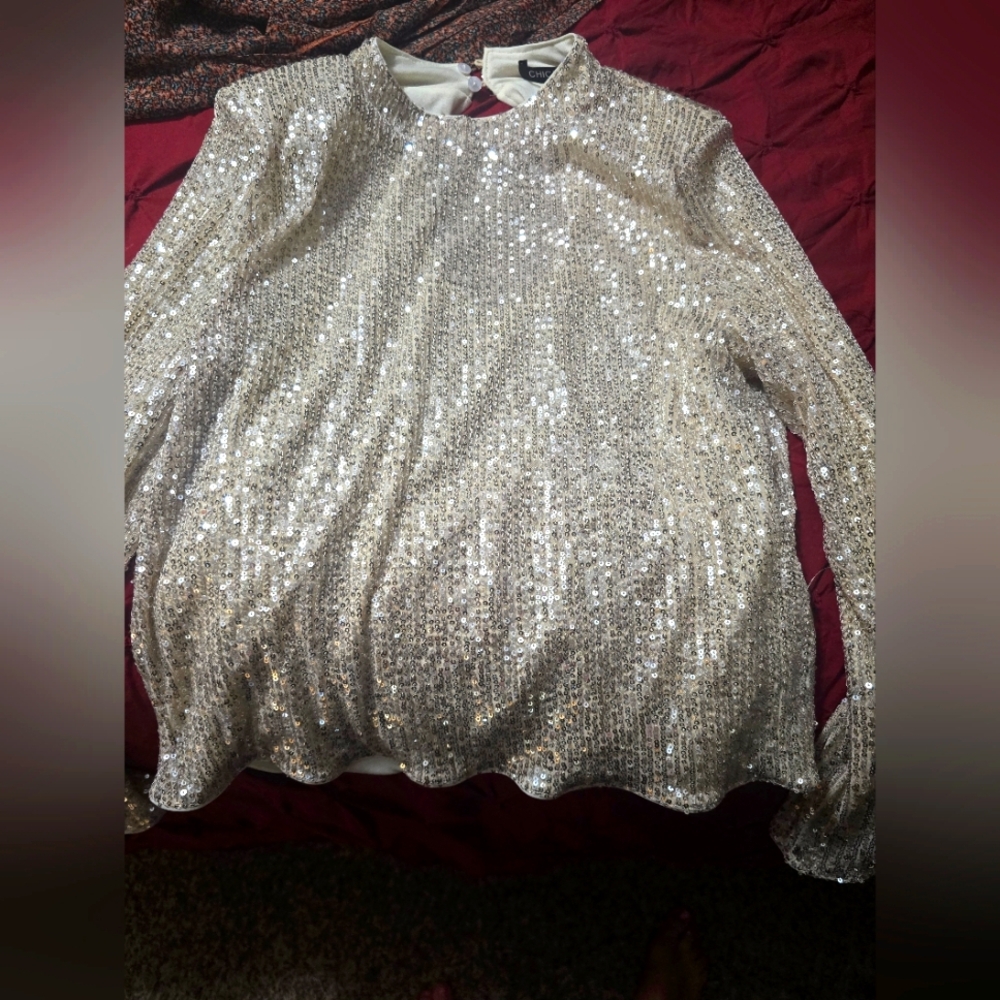 Sequin Silver Women's Top